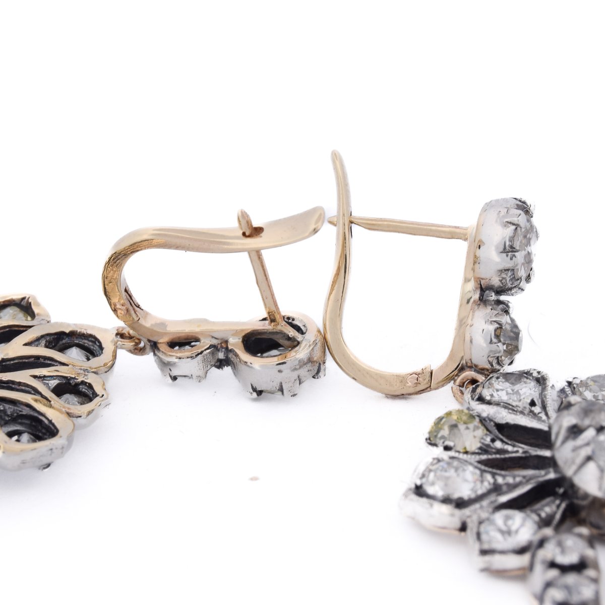 Orecchini Vittoriani Oro Argento Diamanti 9,50 Carati   OR233-photo-3