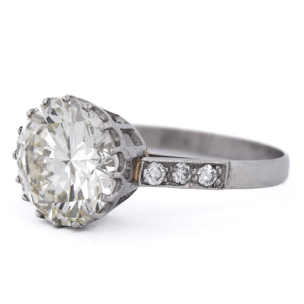Anello Solitario Retrò Diamante 3,6 Carati Platino    AN278 (000519)-photo-3