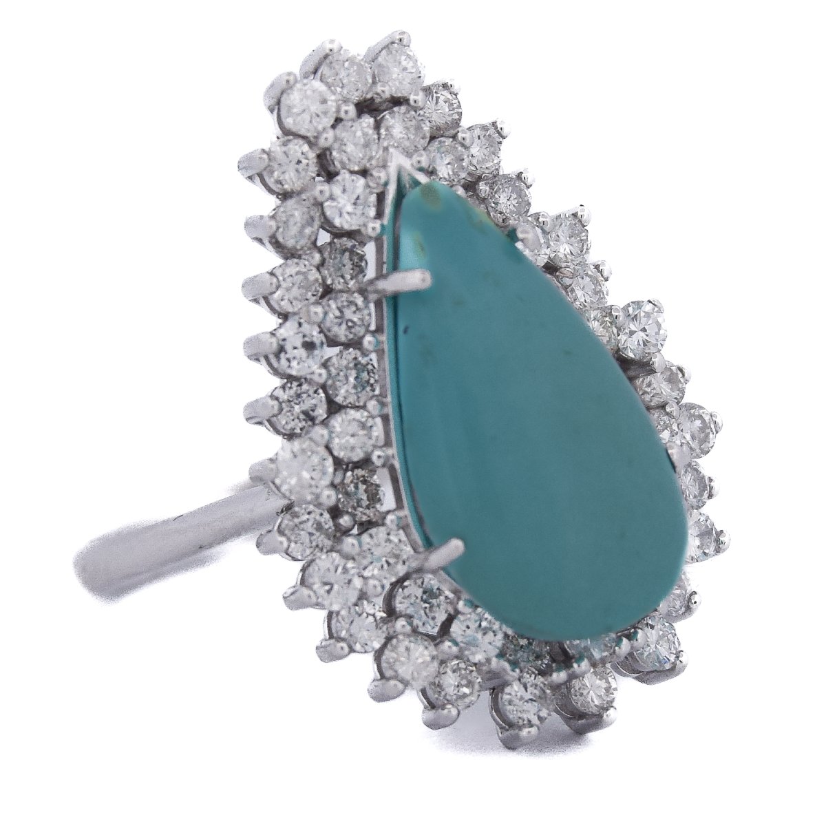 Anello Vintage Turchese e Diamanti Oro 18 Carati     AN612 (05519)-photo-2