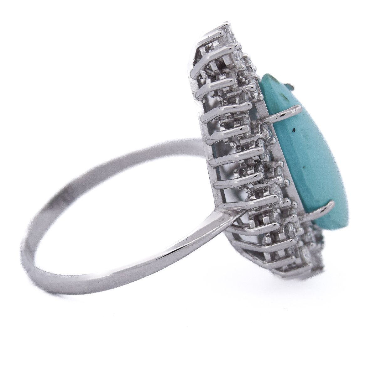 Anello Vintage Turchese e Diamanti Oro 18 Carati     AN612 (05519)-photo-3