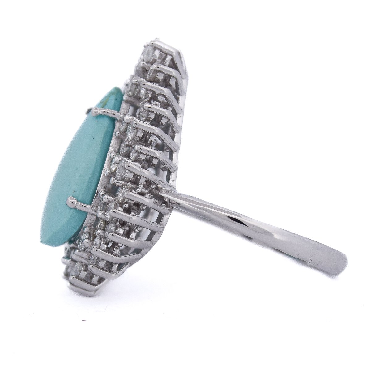Anello Vintage Turchese e Diamanti Oro 18 Carati     AN612 (05519)-photo-3