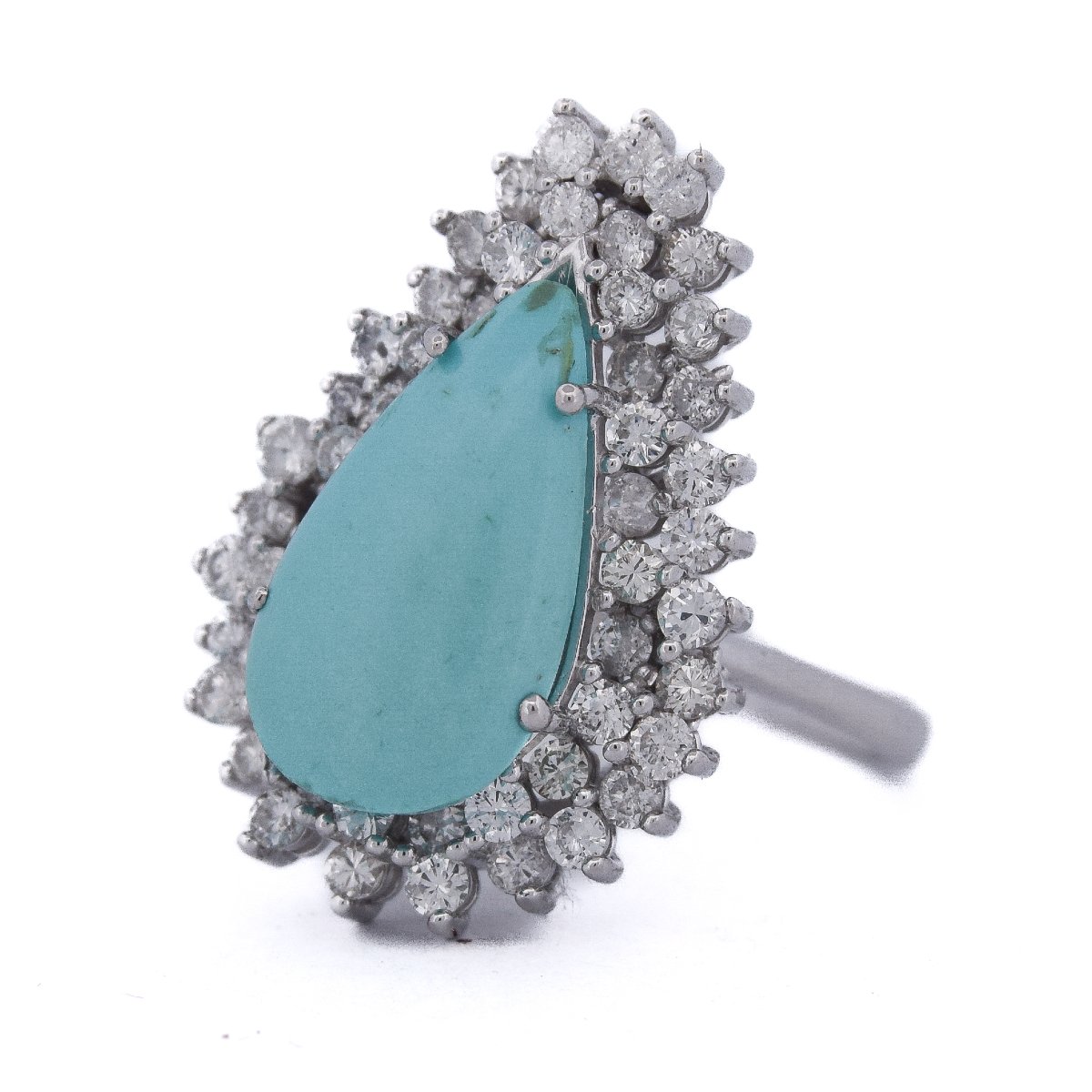 Anello Vintage Turchese e Diamanti Oro 18 Carati     AN612 (05519)-photo-4