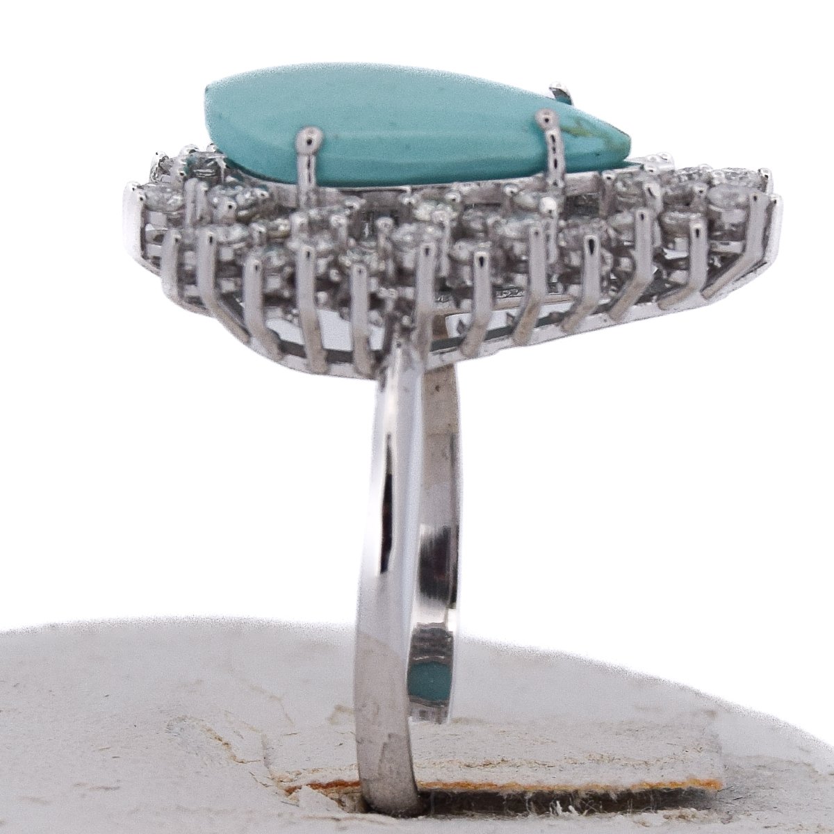 Anello Vintage Turchese e Diamanti Oro 18 Carati     AN612 (05519)-photo-6