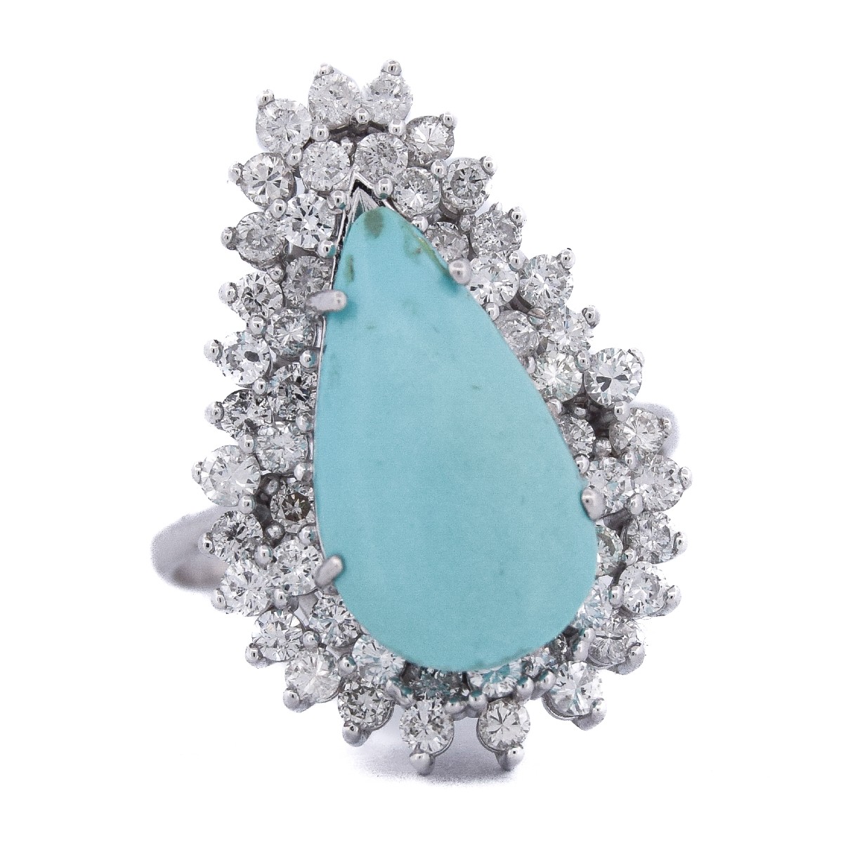 Anello Vintage Turchese e Diamanti Oro 18 Carati     AN612 (05519)