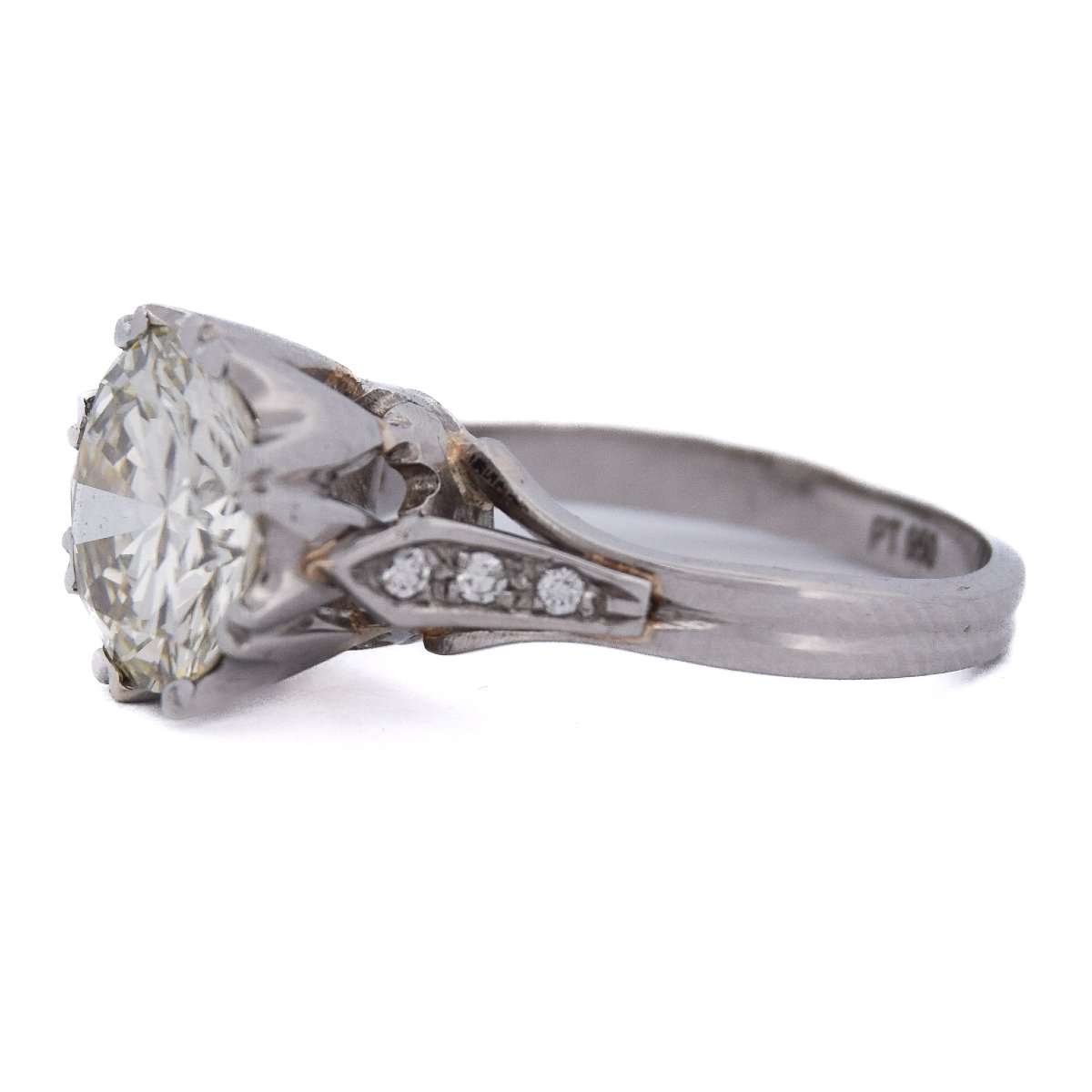 Anello Solitario Retrò Diamante 3,01 Carati Platino   AN279 (000419)-photo-4