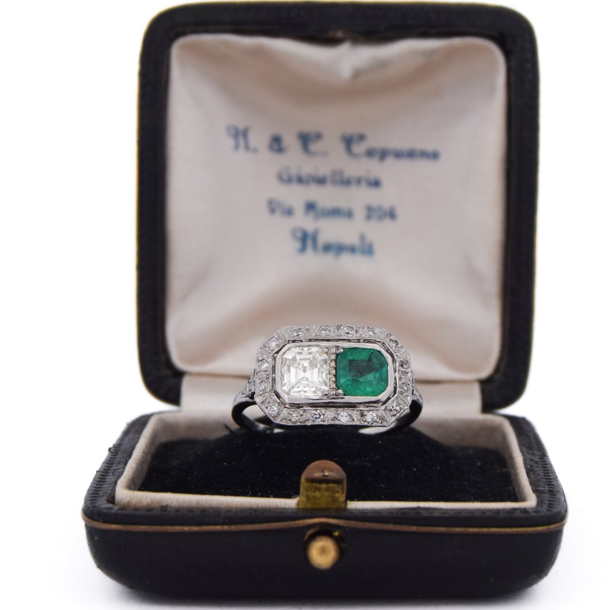 Anello Art Déco in Platino Diamante 1 Ct Smeraldo 1 Ct   AN 631 P25 (05929)-photo-2