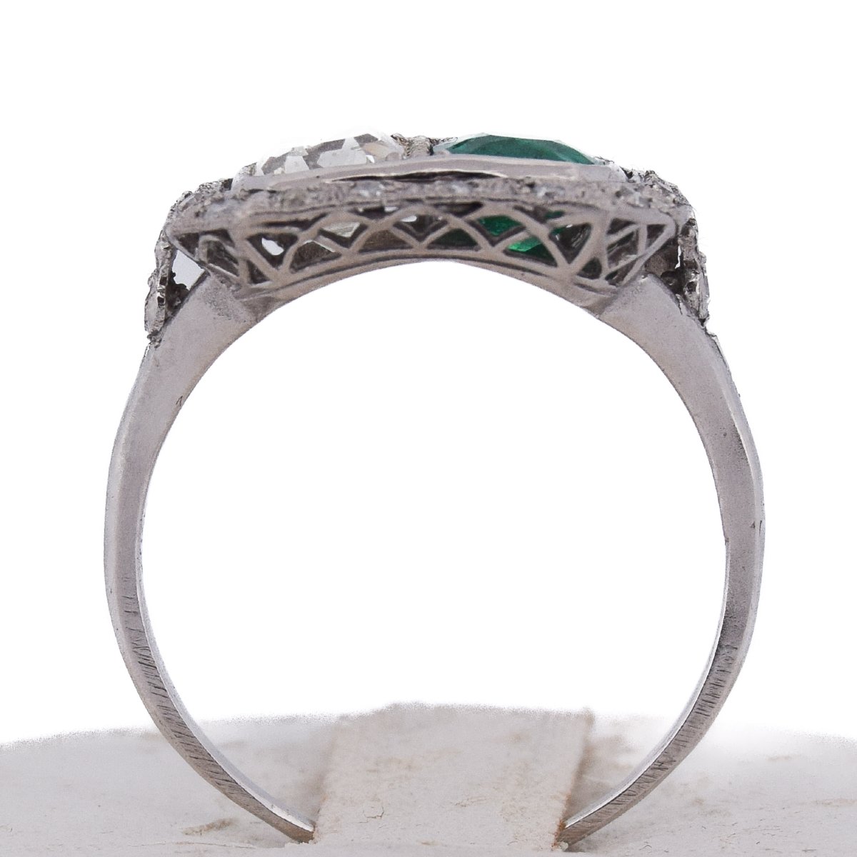 Anello Art Déco in Platino Diamante 1 Ct Smeraldo 1 Ct   AN 631 P25 (05929)-photo-5