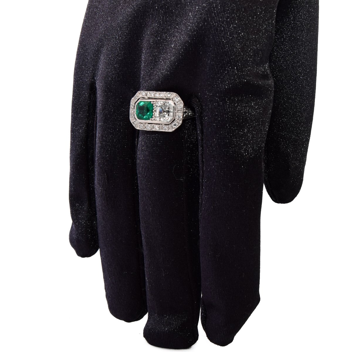 Anello Art Déco in Platino Diamante 1 Ct Smeraldo 1 Ct   AN 631 P25 (05929)-photo-7