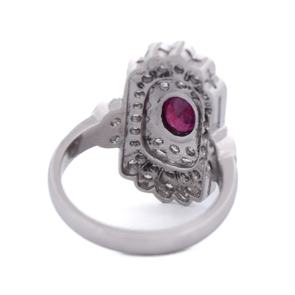 Anello Art Déco in Platino Rubino e Diamanti   AN635 P26-photo-1