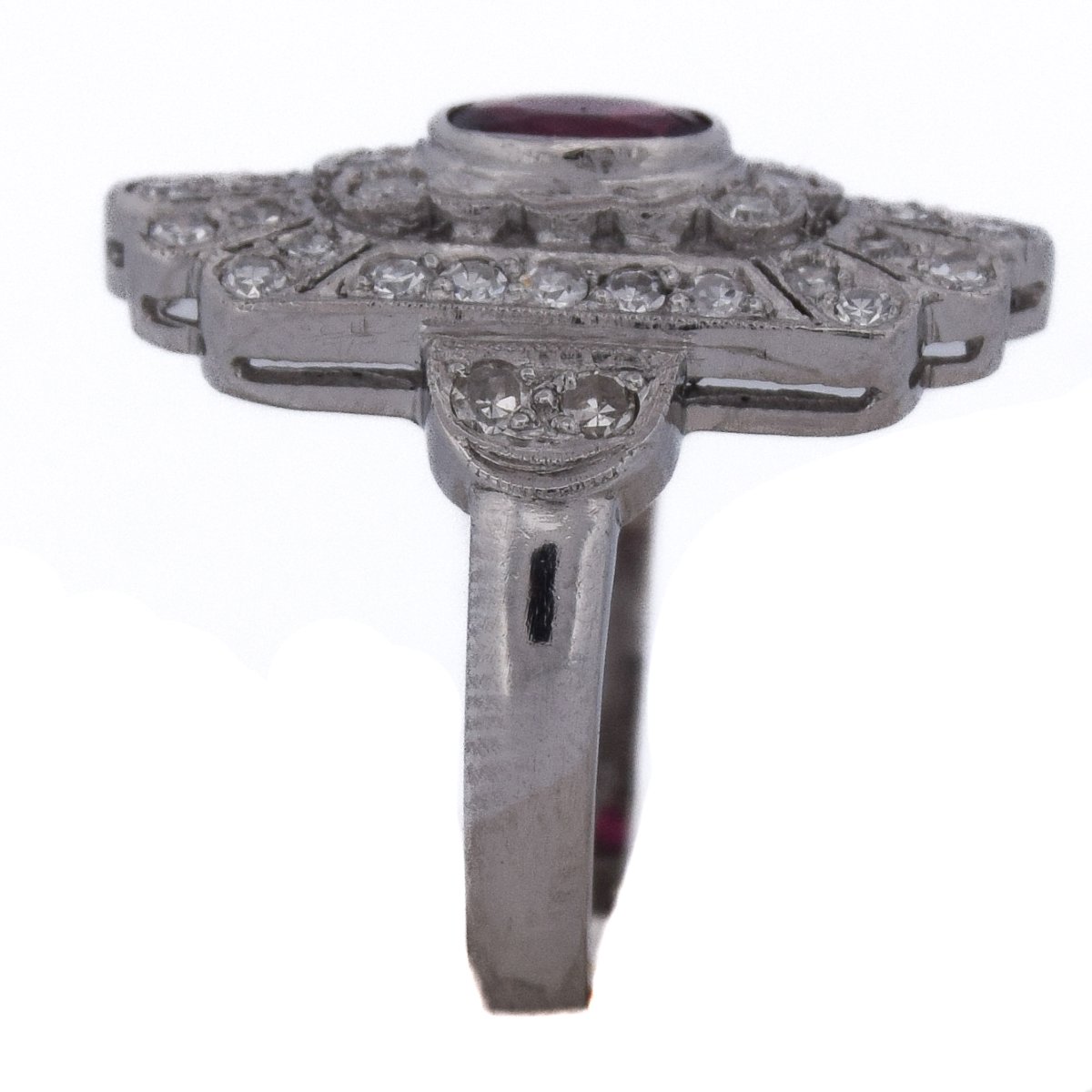 Anello Art Déco in Platino Rubino e Diamanti   AN635 P26-photo-5