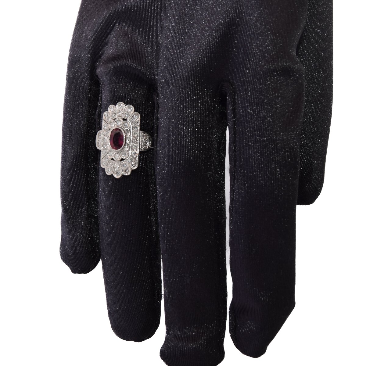 Anello Art Déco in Platino Rubino e Diamanti   AN635 P26-photo-6
