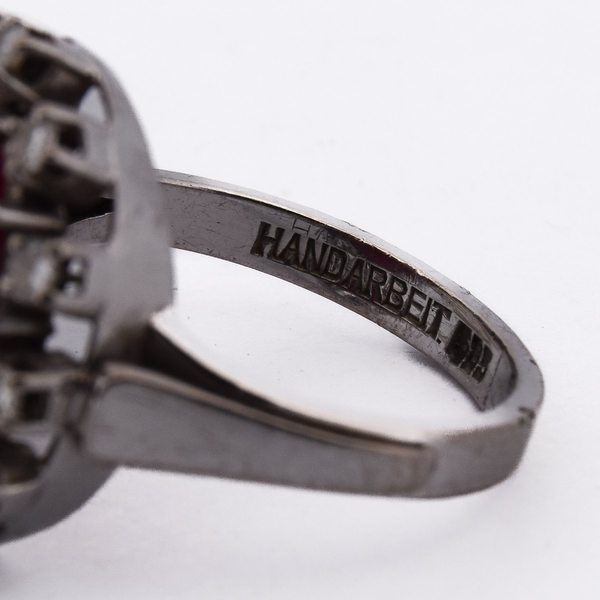 Anello Vintage Oro 14kt Rubino Cabochon 12ct Diamanti    (AN494 00019)-photo-5