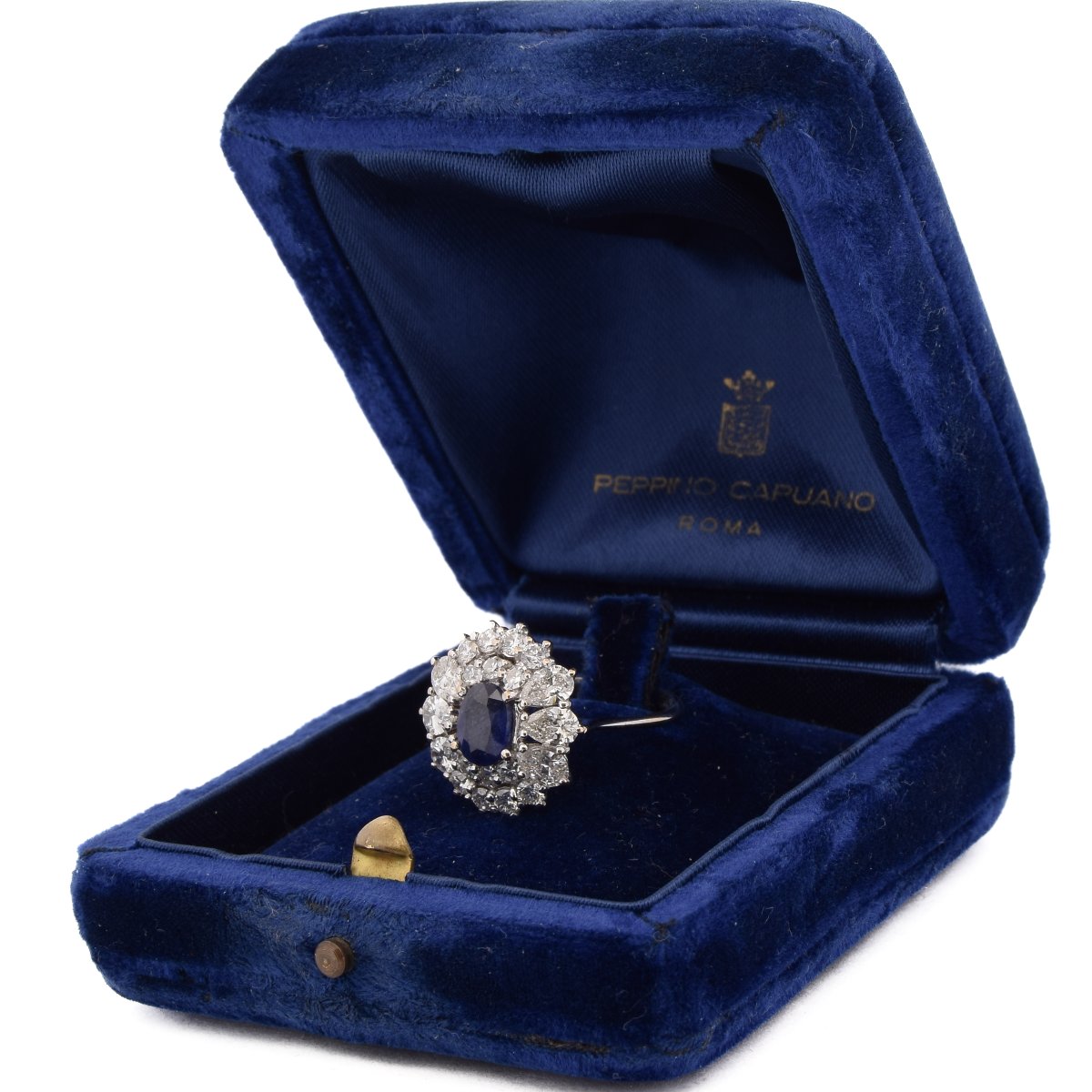 Anello Contemporaneo Oro Bianco 18kt Zaffiro 1.5ct Diamanti 2ct-photo-2