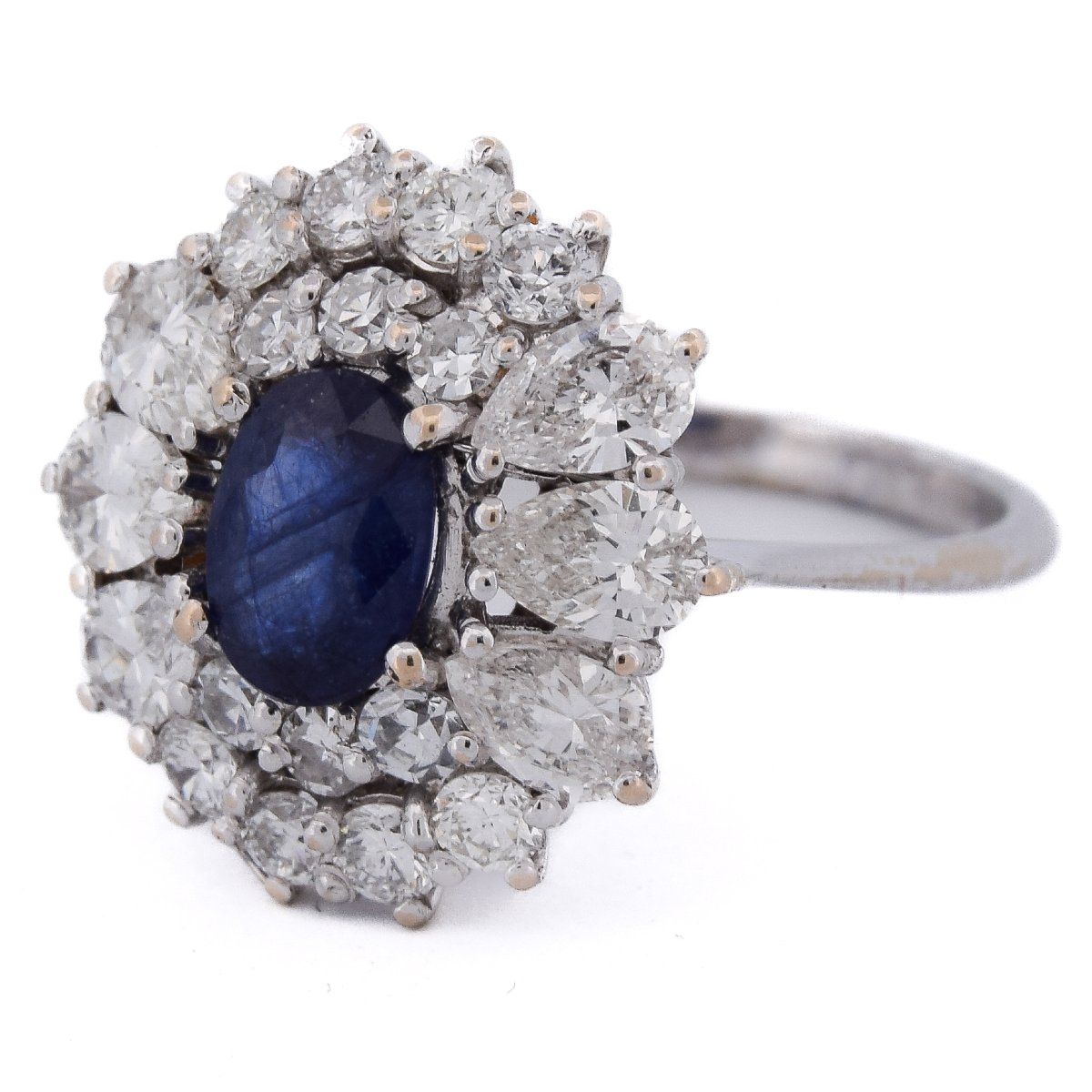 Anello Contemporaneo Oro Bianco 18kt Zaffiro 1.5ct Diamanti 2ct-photo-3