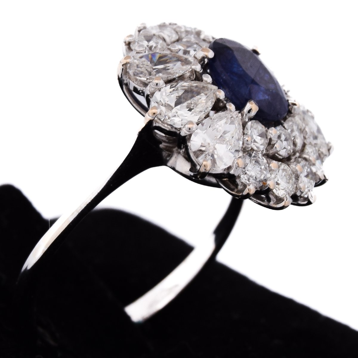 Anello Contemporaneo Oro Bianco 18kt Zaffiro 1.5ct Diamanti 2ct-photo-4