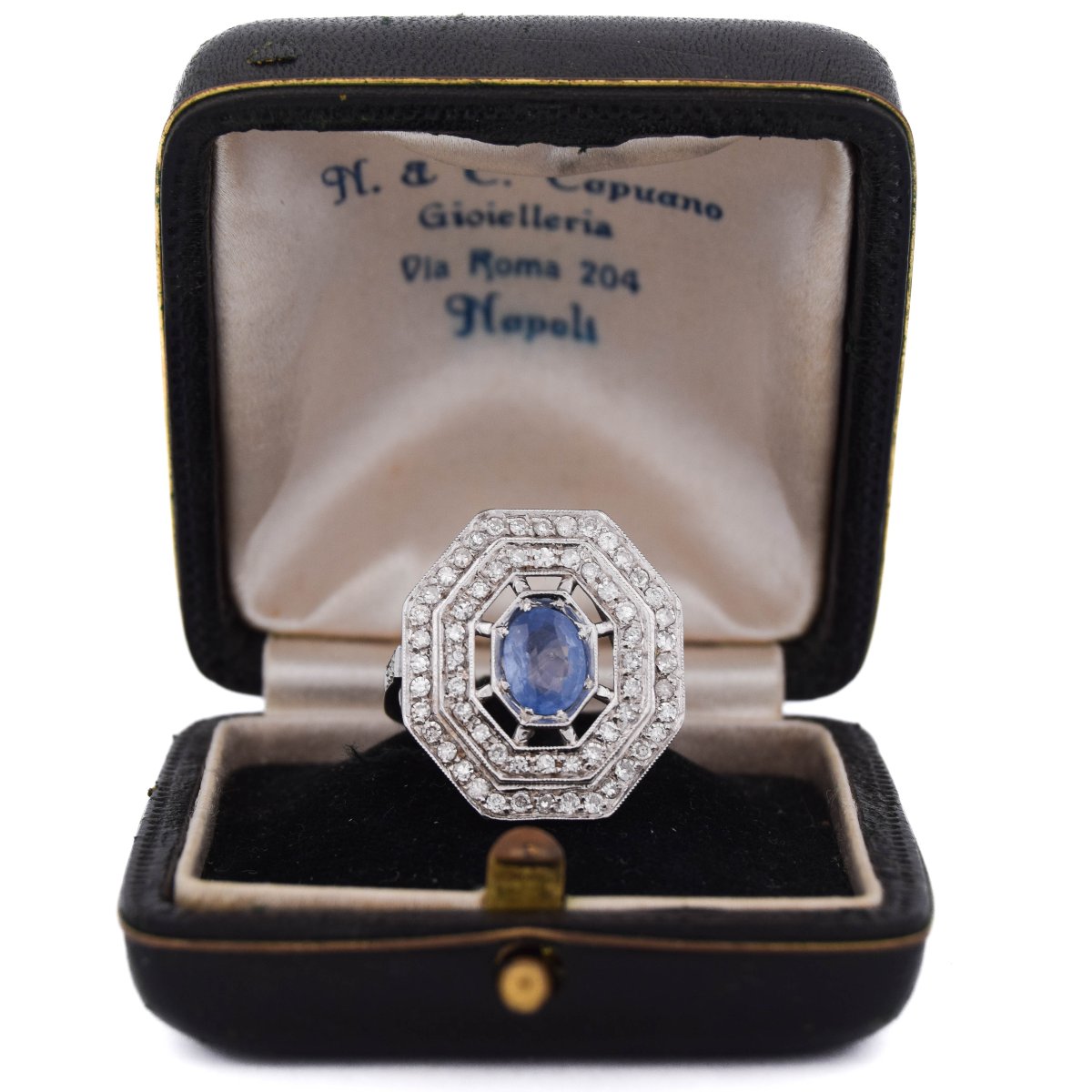 Anello Art Déco Oro 18kt Zaffiro e Diamanti   AN109 112-166 (00019)-photo-4