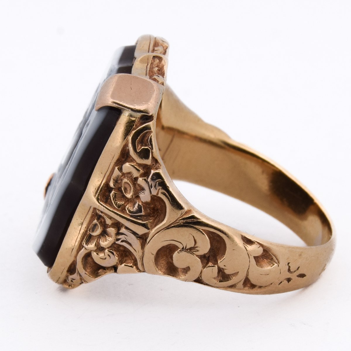 Anello Chevalier Scozzese XIX Secolo Oro 18kt Stemma Montrose Intaglio Sardonica  AN640 -photo-3