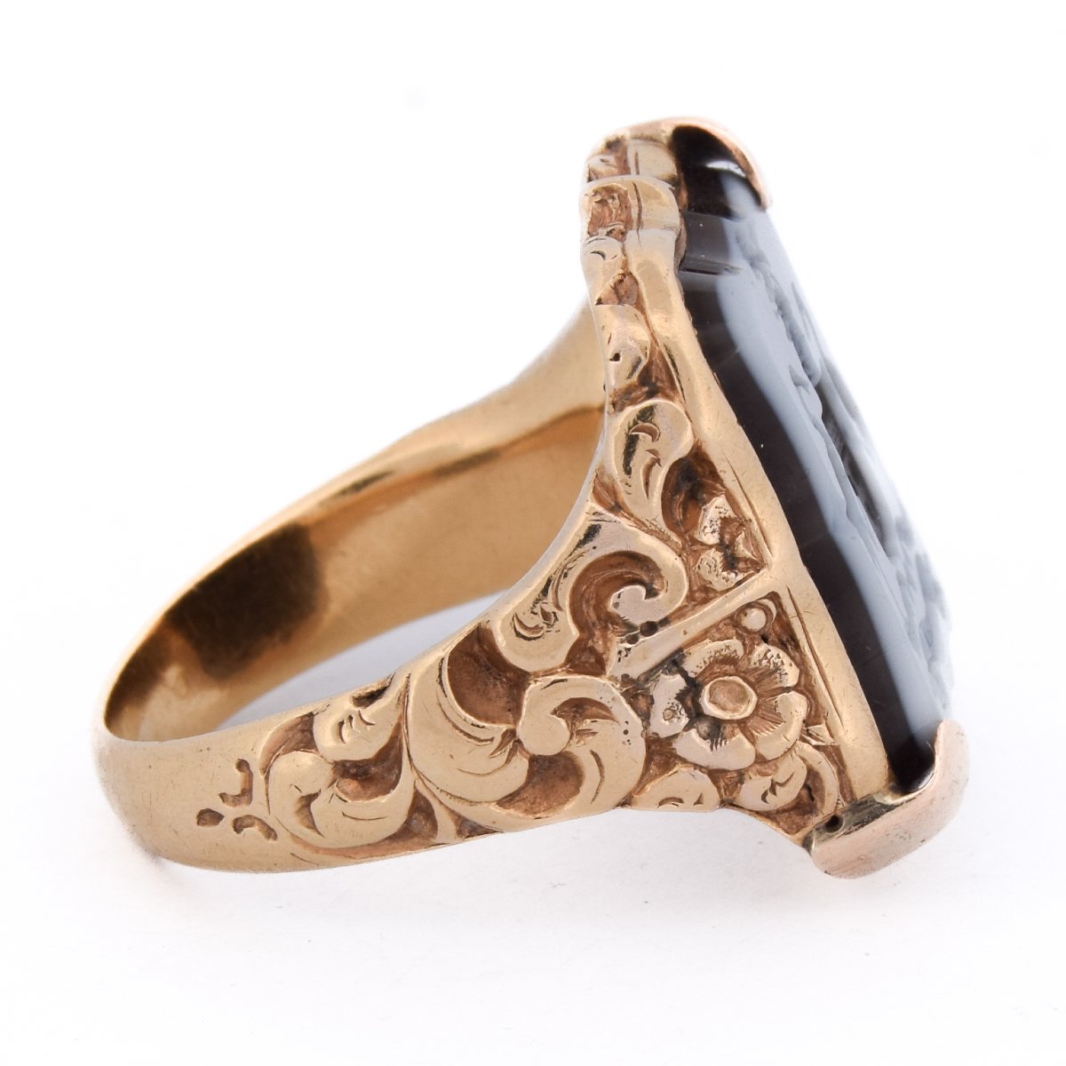 Anello Chevalier Scozzese XIX Secolo Oro 18kt Stemma Montrose Intaglio Sardonica  AN640 -photo-1