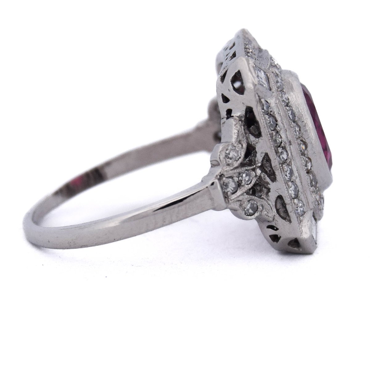 Anello Art Déco in Platino con Diamanti e Tormalina Fancy   AN650 112-441 (0899)-photo-4