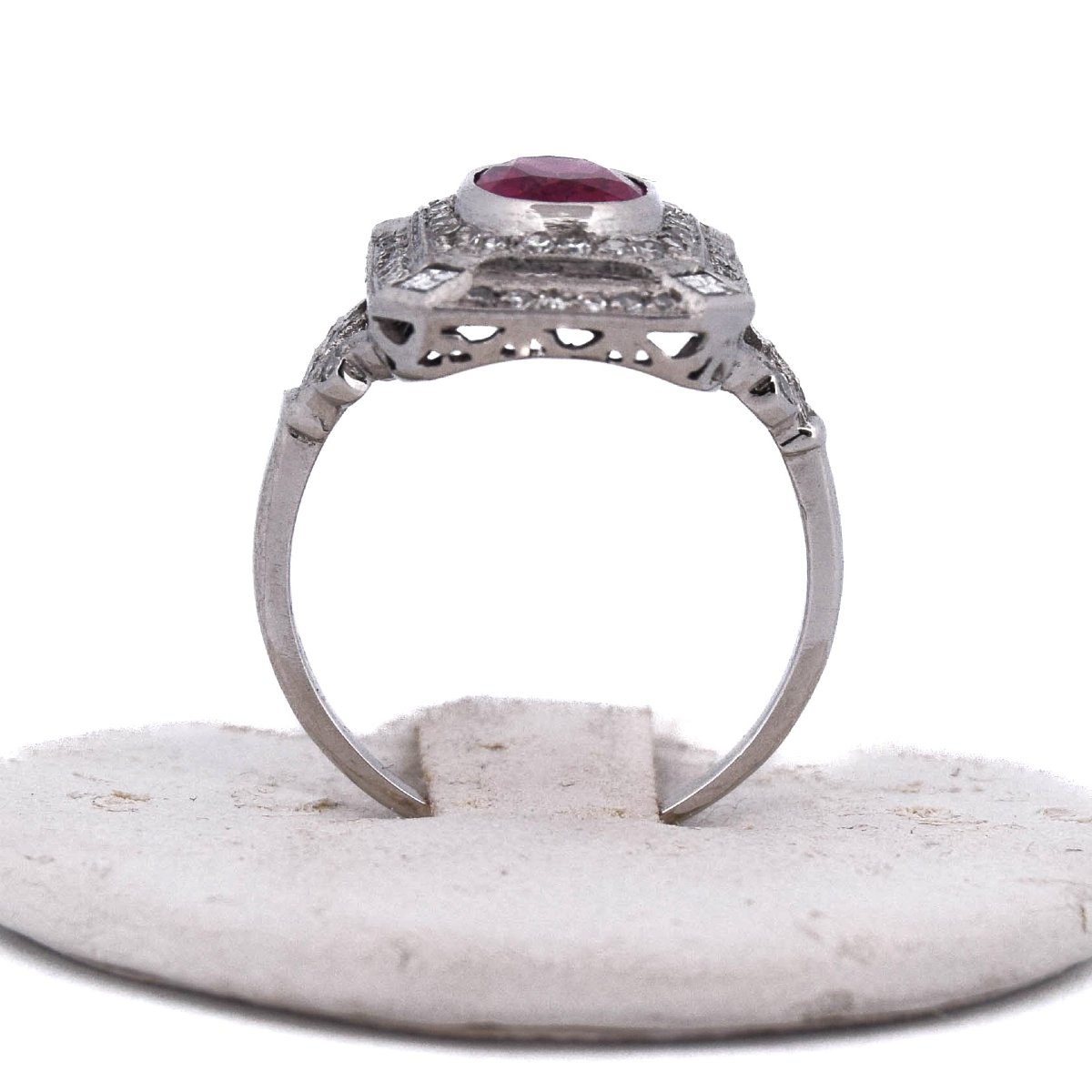 Anello Art Déco in Platino con Diamanti e Tormalina Fancy   AN650 112-441 (0899)-photo-3