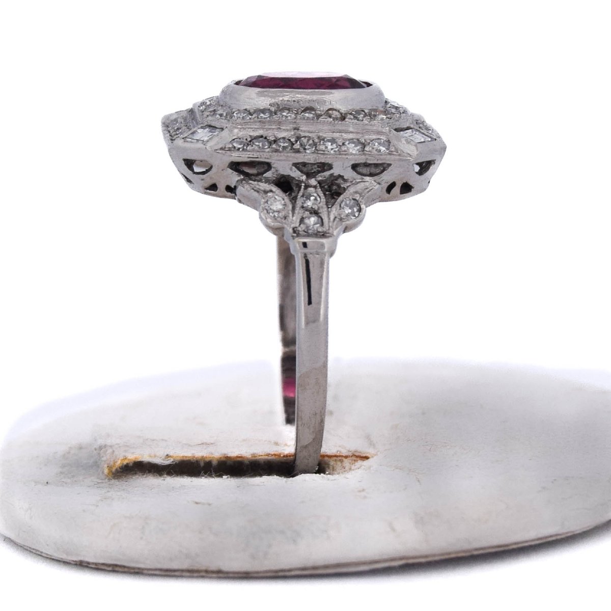 Anello Art Déco in Platino con Diamanti e Tormalina Fancy   AN650 112-441 (0899)-photo-4