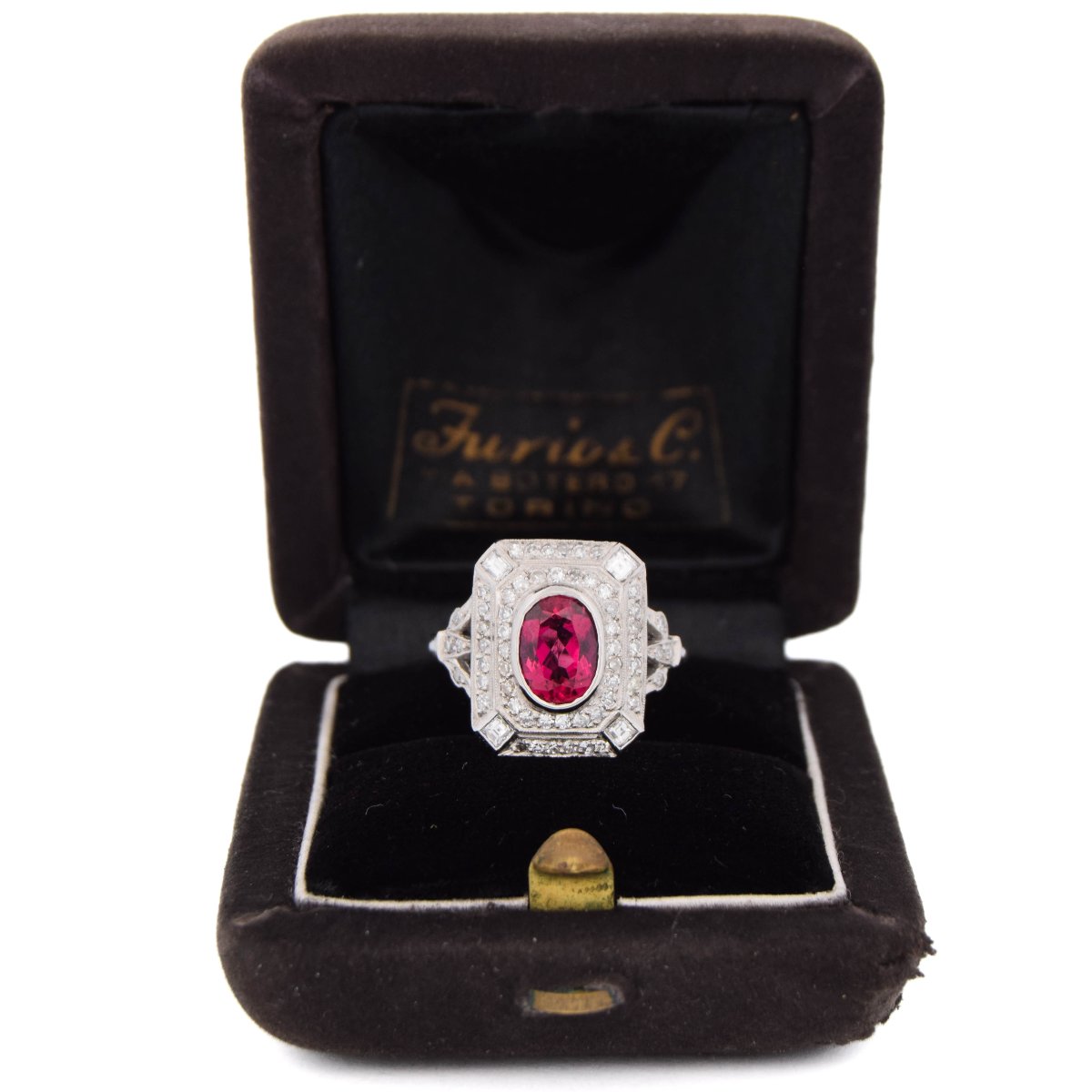 Anello Art Déco in Platino con Diamanti e Tormalina Fancy   AN650 112-441 (0899)-photo-6