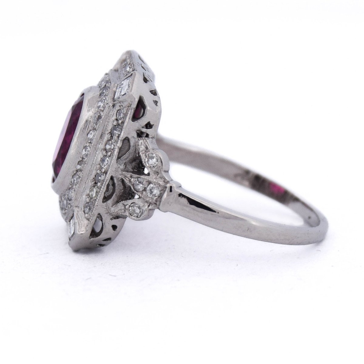 Anello Art Déco in Platino con Diamanti e Tormalina Fancy   AN650 112-441 (0899)-photo-8