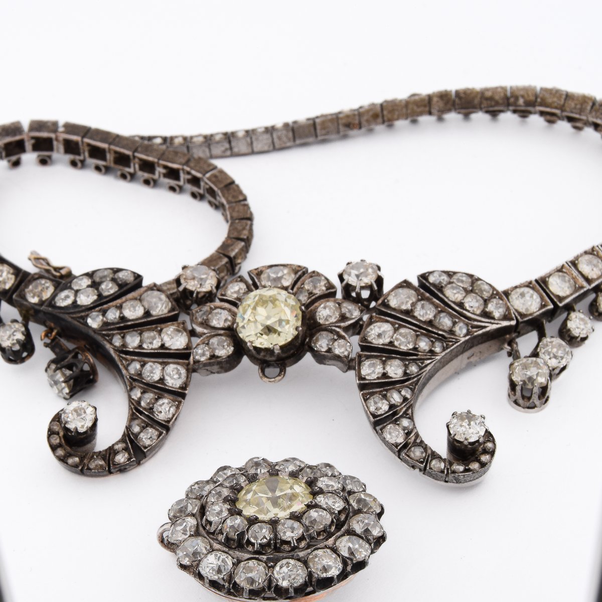Importante Collana Antica del 1850 in Argento Oro e Diamanti   CL131 128-59 (000069)-photo-3