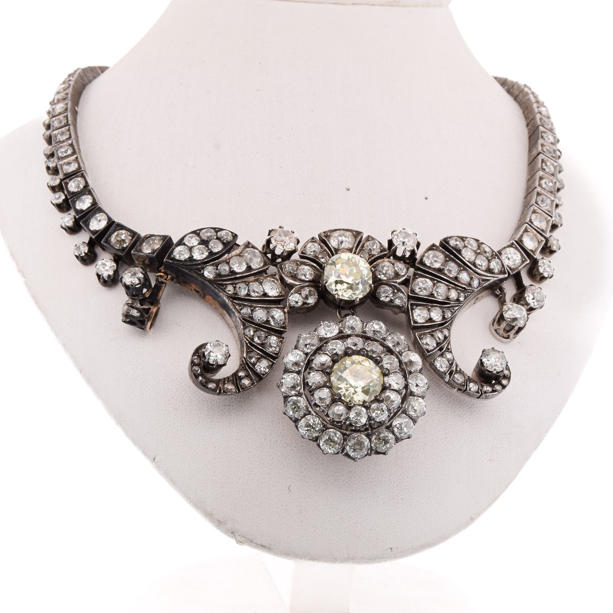 Importante Collana Antica del 1850 in Argento Oro e Diamanti   CL131 128-59 (000069)-photo-4