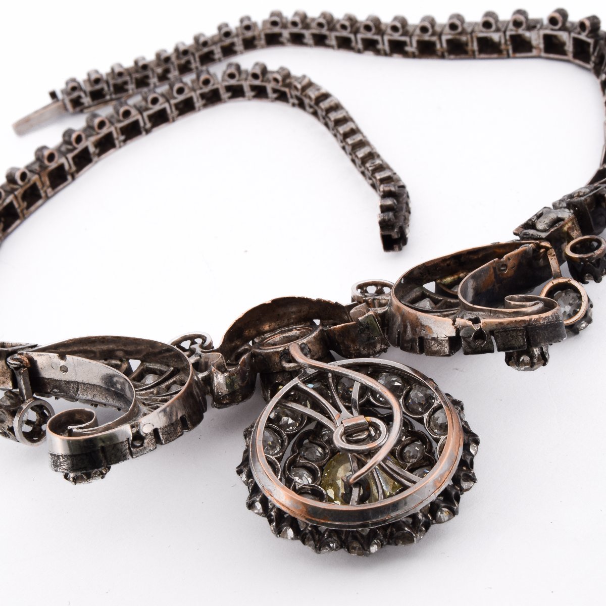 Importante Collana Antica del 1850 in Argento Oro e Diamanti   CL131 128-59 (000069)-photo-4