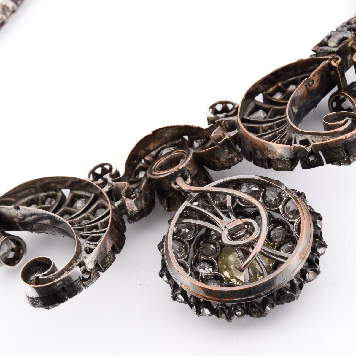 Importante Collana Antica del 1850 in Argento Oro e Diamanti   CL131 128-59 (000069)-photo-6