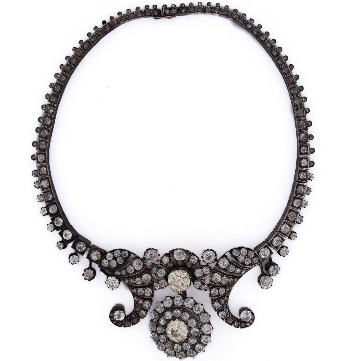 Importante Collana Antica del 1850 in Argento Oro e Diamanti   CL131 128-59 (000069)