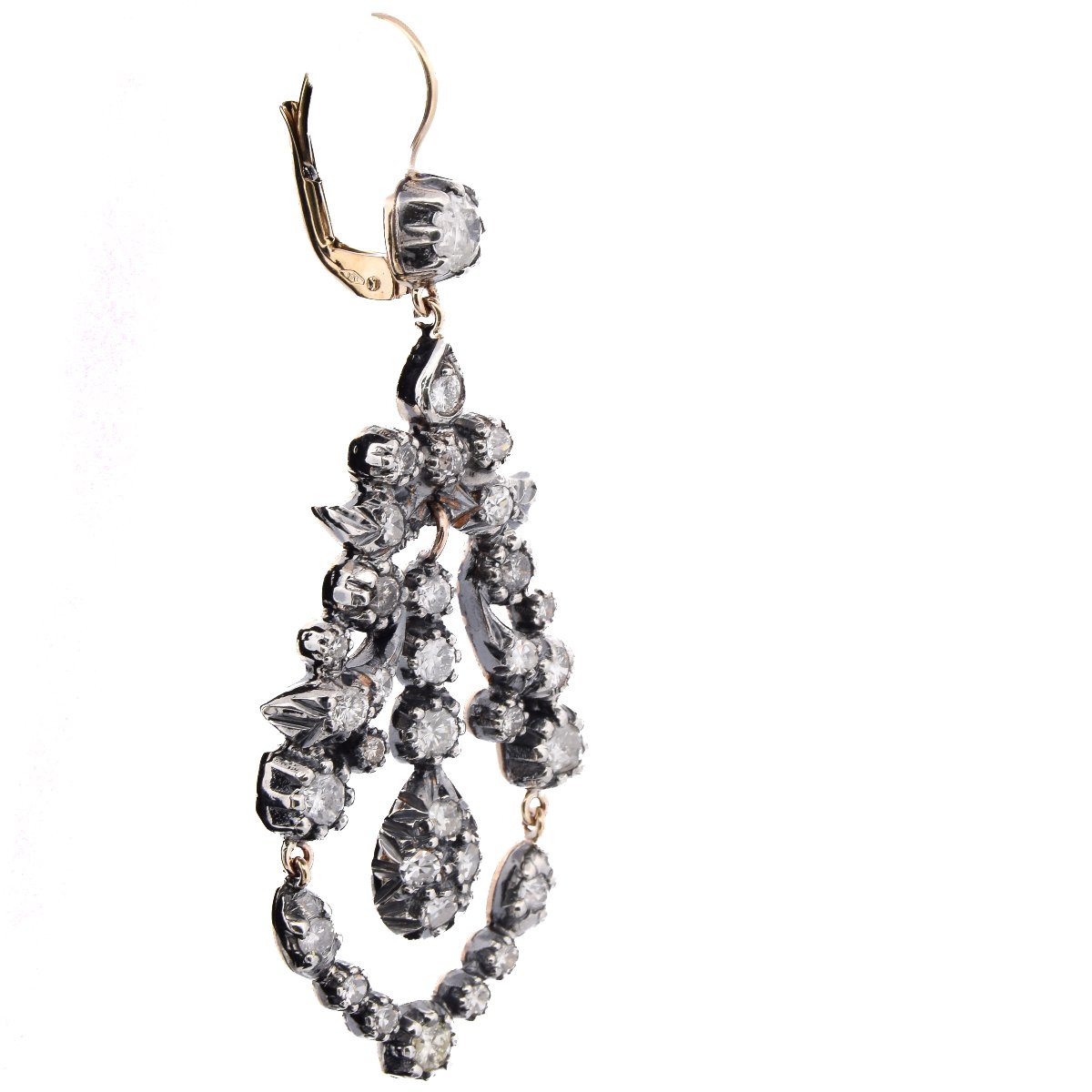 Orecchini Vintage in Oro 12 KT Argento e Diamanti   OR237 (00429)-photo-3