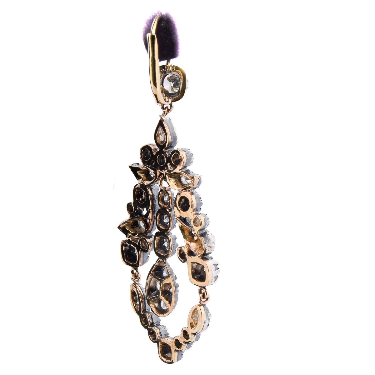 Orecchini Vintage in Oro 12 KT Argento e Diamanti   OR237 (00429)-photo-4