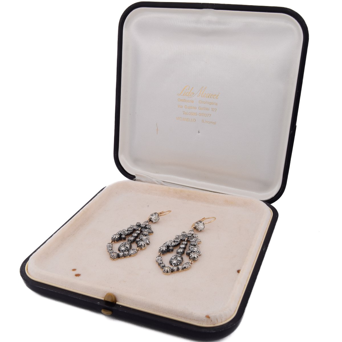 Orecchini Vintage in Oro 12 KT Argento e Diamanti   OR237 (00429)-photo-3