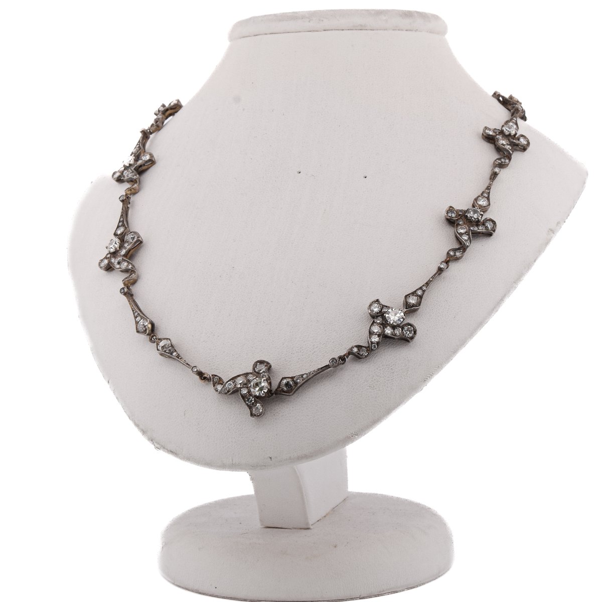 Importante Parure Edwardiana In Platino 950 E Oro 18 KT Con Diamanti Taglio Antico     PR3 -photo-2