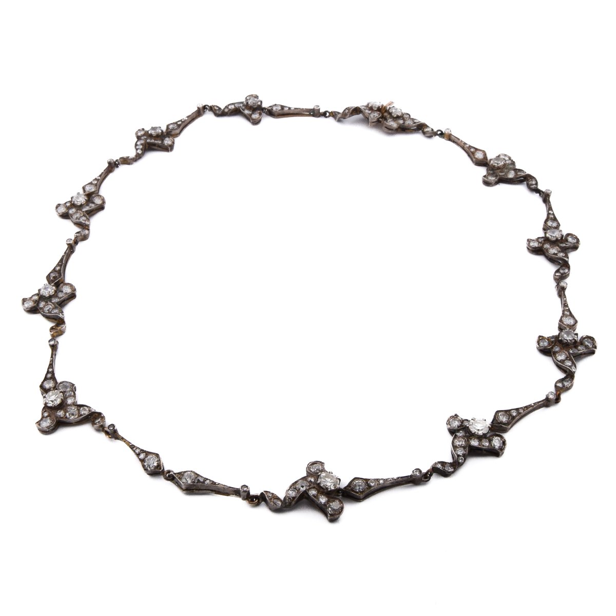 Importante Parure Edwardiana In Platino 950 E Oro 18 KT Con Diamanti Taglio Antico     PR3 -photo-3