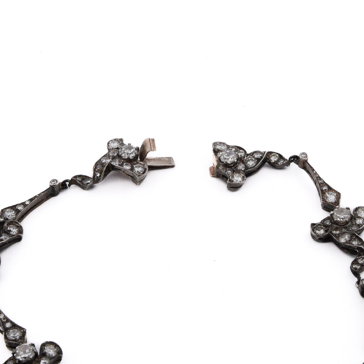 Importante Parure Edwardiana In Platino 950 E Oro 18 KT Con Diamanti Taglio Antico     PR3 -photo-4
