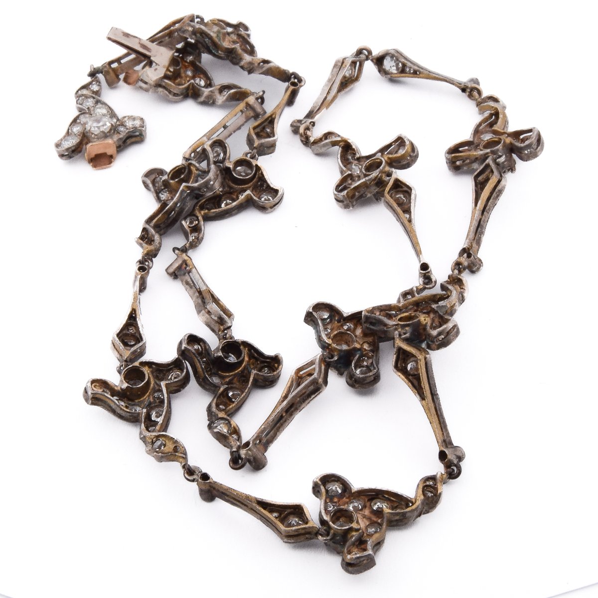 Importante Parure Edwardiana In Platino 950 E Oro 18 KT Con Diamanti Taglio Antico     PR3 -photo-1
