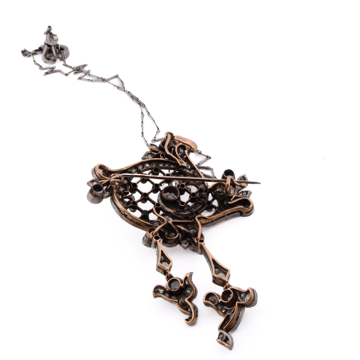 Importante Parure Edwardiana In Platino 950 E Oro 18 KT Con Diamanti Taglio Antico     PR3 -photo-6