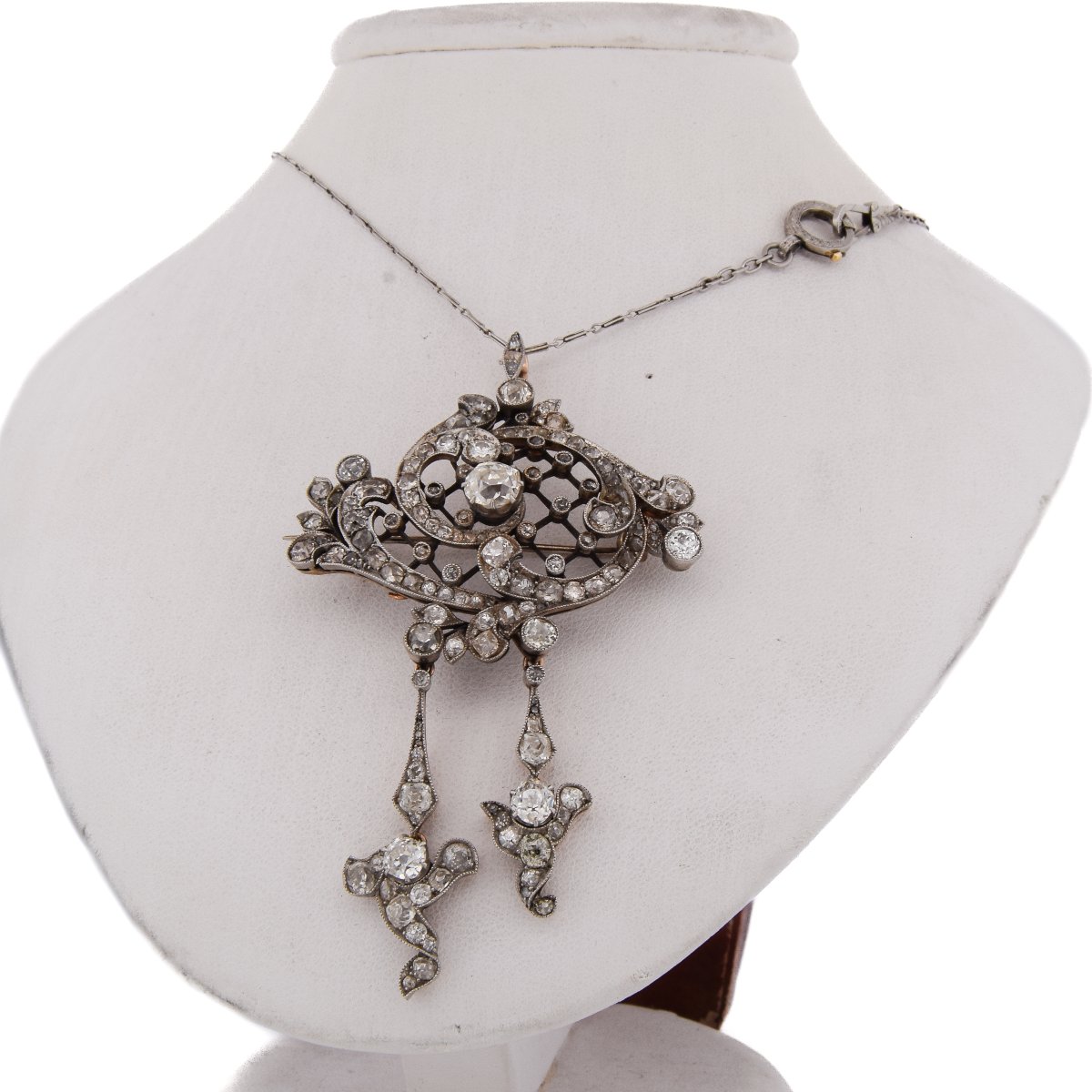 Importante Parure Edwardiana In Platino 950 E Oro 18 KT Con Diamanti Taglio Antico     PR3 -photo-7
