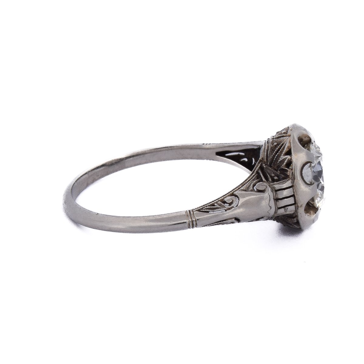 Anello Art Nouveau In Oro Bianco 18 Kt Con Diamante Da 1,05 Carati H VS    AN570 P20-photo-3