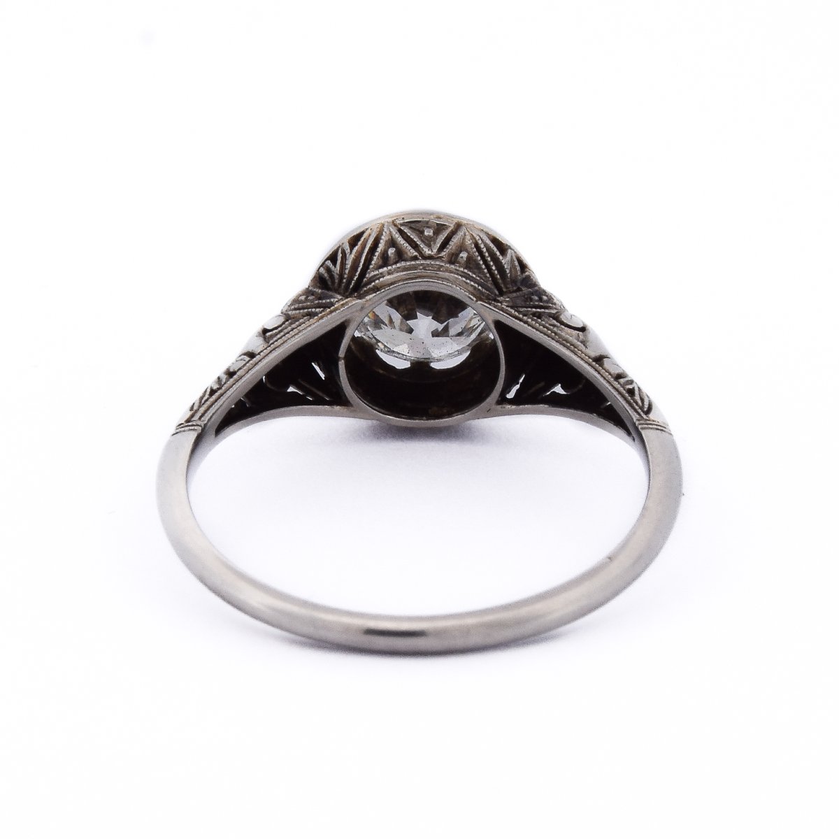 Anello Art Nouveau In Oro Bianco 18 Kt Con Diamante Da 1,05 Carati H VS    AN570 P20-photo-4