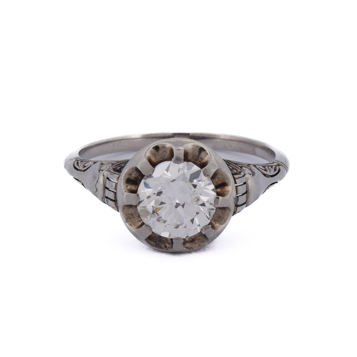 Anello Art Nouveau In Oro Bianco 18 Kt Con Diamante Da 1,05 Carati H VS    AN570 P20