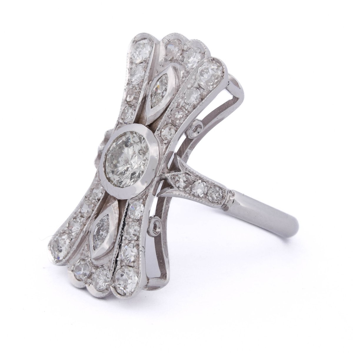 Anello Art Déco In Oro 18 Kt Con Diamanti, 1,00 Carato Totale    AN102 (00719)-photo-4