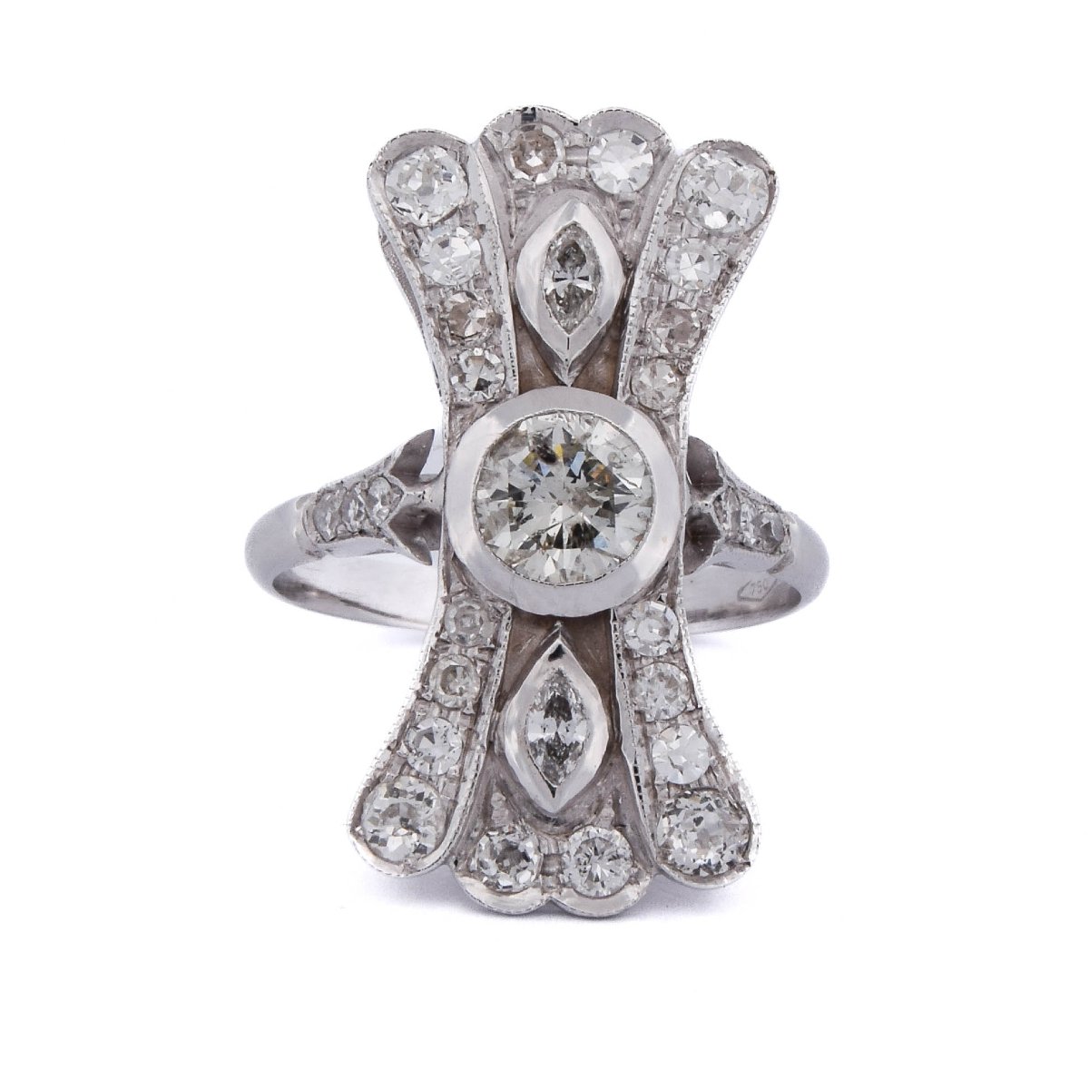 Anello Art Déco In Oro 18 Kt Con Diamanti, 1,00 Carato Totale    AN102 (00719)