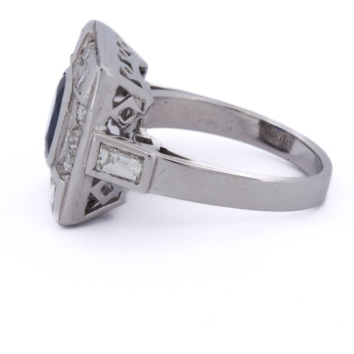 Anello Art Déco In Oro 18 Kt Con Zaffiro Naturale E Diamanti    AN58 112-150 (00319)-photo-1