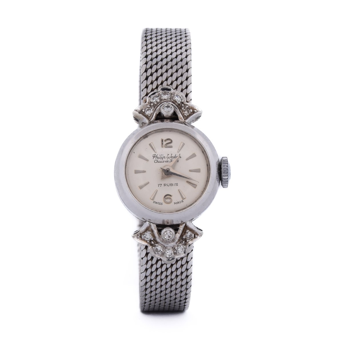 Orologio Bracciale Vintage Philip Watch In Oro 18 Kt Con Diamanti   OG 89-8 (06519)
