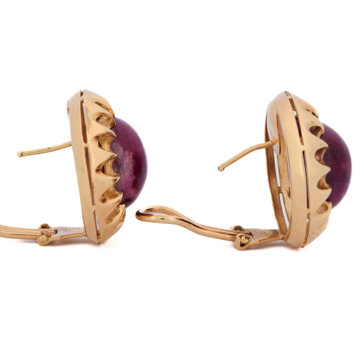 Orecchini Vintage a Clip in Oro Giallo 18 Carati con Rubini Cabochon  OR245-photo-3