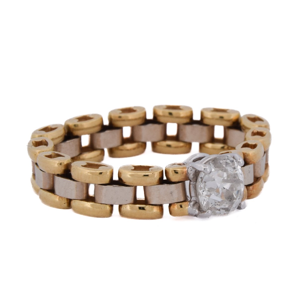 Anello Vintage a Maglia in Oro 18 Carati con Diamante da 0,70 Carati    AN662 -photo-2